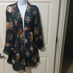 Rewind Navy Floral Kimono XL